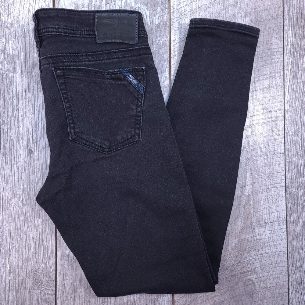 Silver Jeans Aiko High Super Skinny Jeans Women 27x29 Black Fluid Denim